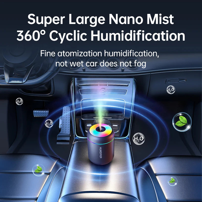 180ML Luxe Mini Aroma Diffuser – USB Ultrasonic Humidifier with Ambient LED for Car, Home & Bedroom Wellness
