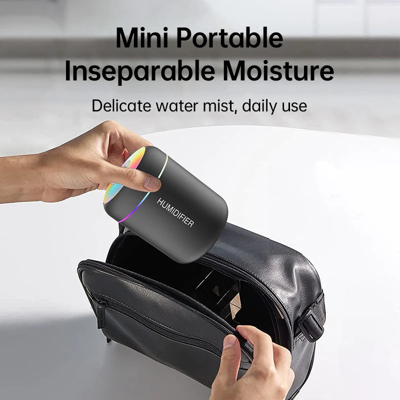 180ML Luxe Mini Aroma Diffuser – USB Ultrasonic Humidifier with Ambient LED for Car, Home & Bedroom Wellness
