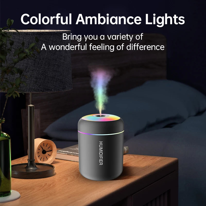 180ML Luxe Mini Aroma Diffuser – USB Ultrasonic Humidifier with Ambient LED for Car, Home & Bedroom Wellness