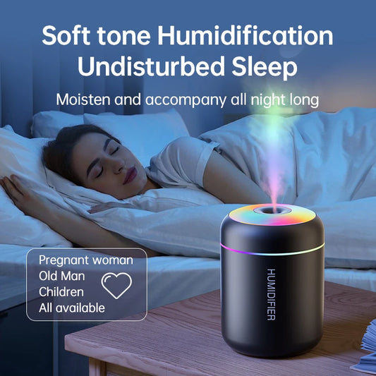 180ML Luxe Mini Aroma Diffuser – USB Ultrasonic Humidifier with Ambient LED for Car, Home & Bedroom Wellness